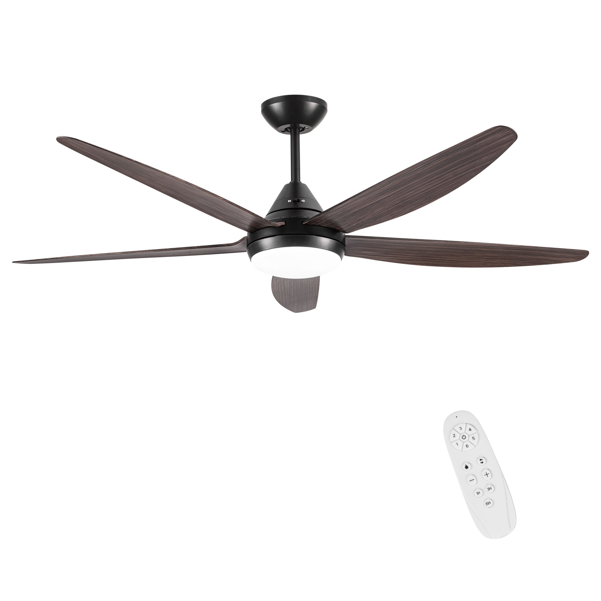 56 In Intergrated Led Ceiling Fan Lighting With Brown Wood Grain Abs Blade Black Brown Abs