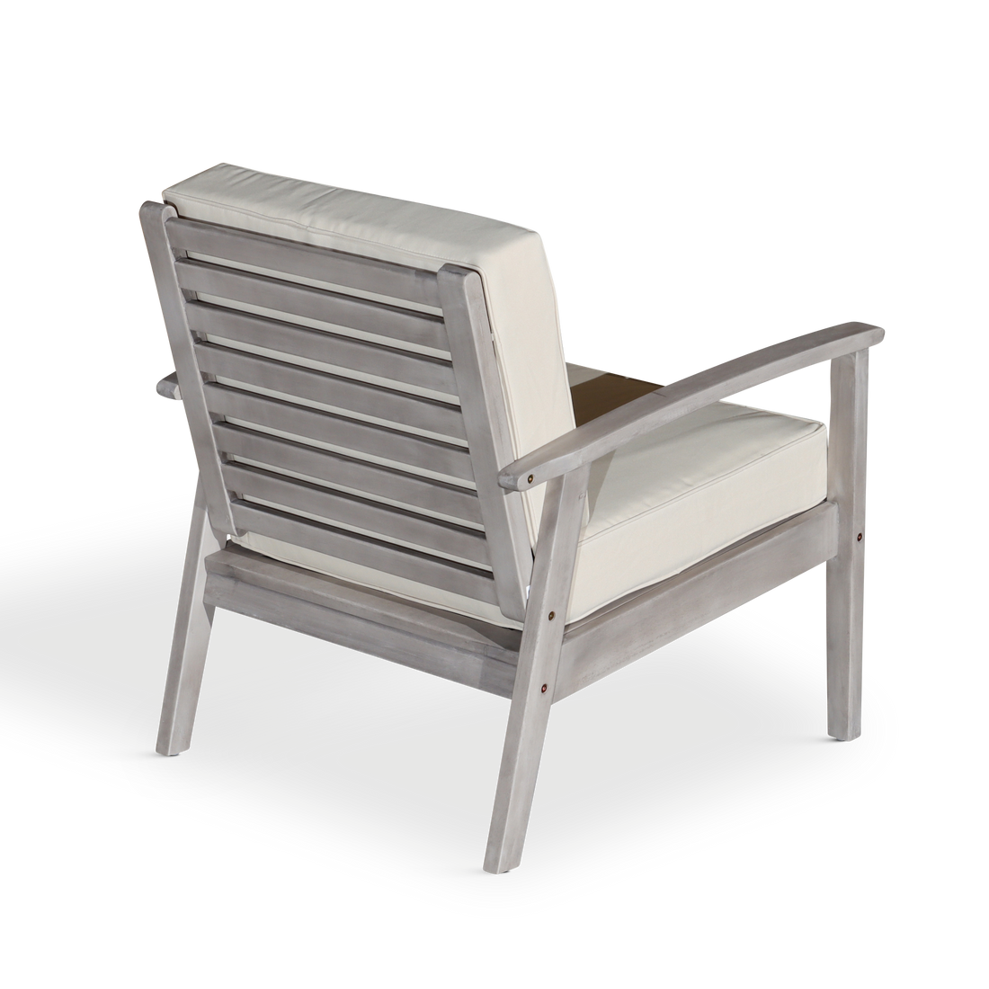 Deep Seat Eucalyptus Chair, Silver Gray Finish, Navy Cushions Silver Grey Eucalyptus