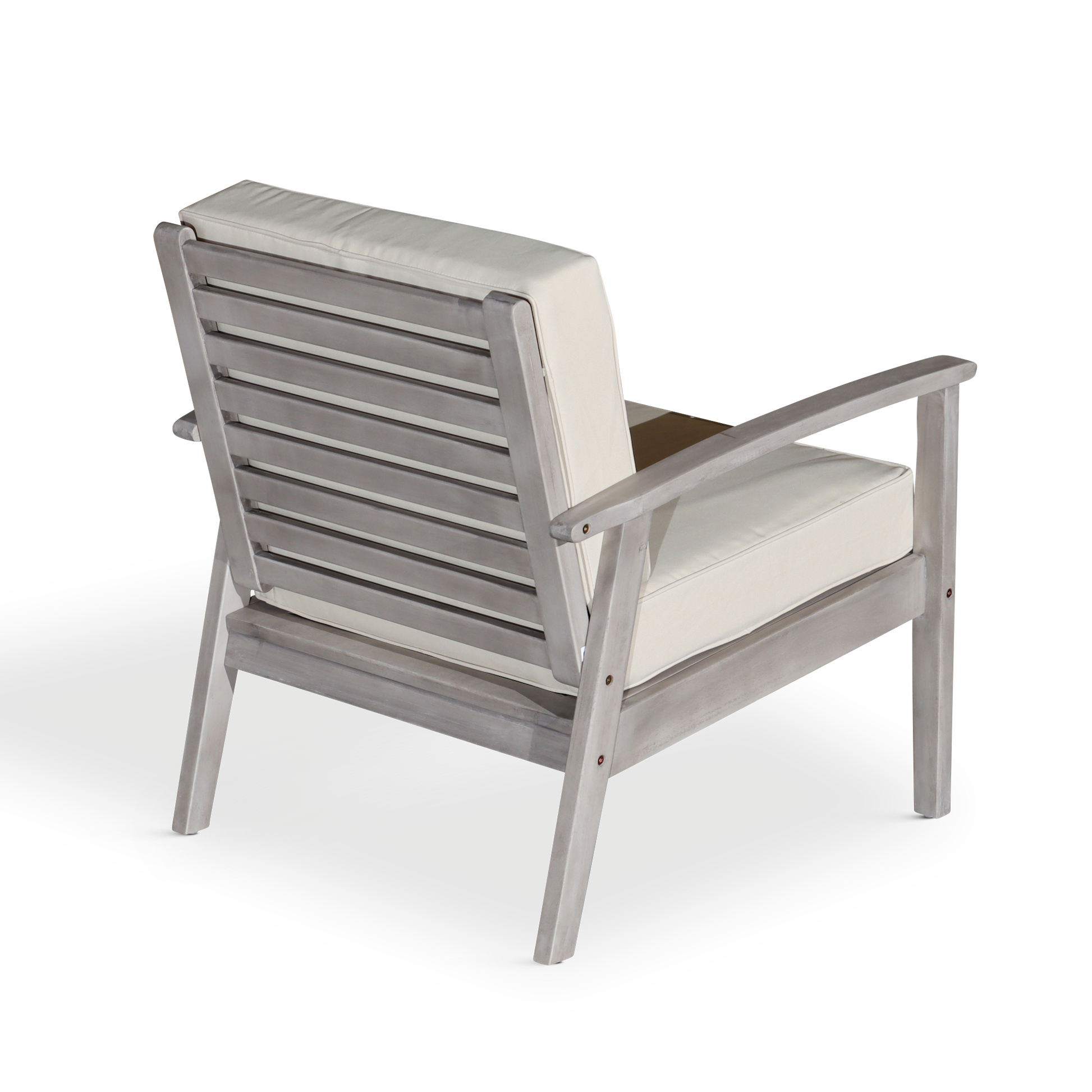 Deep Seat Eucalyptus Chair Silver Gray Finish, Burdy Cushion Silver Grey Eucalyptus