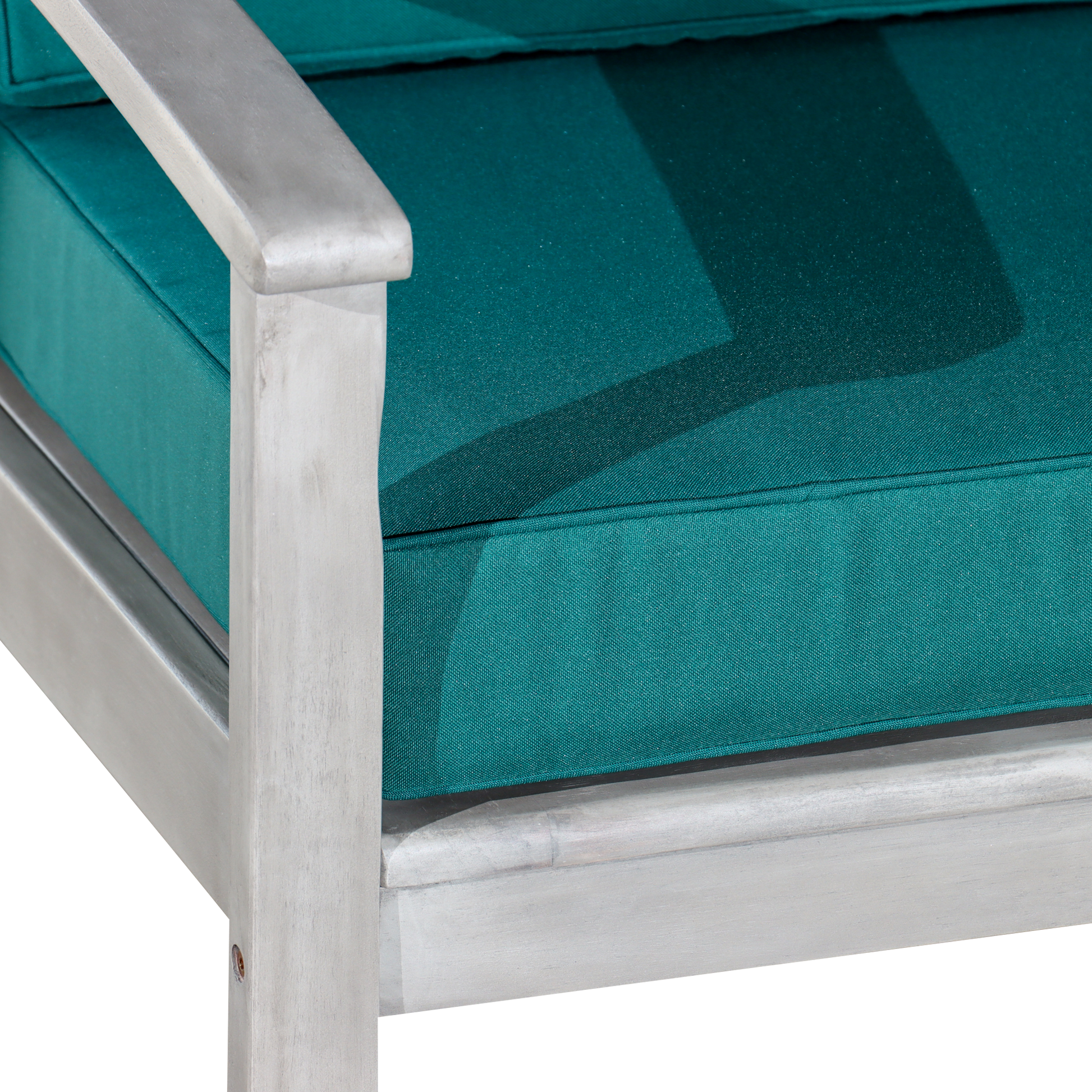 Deep Seat Eucalyptus Chair, Silver Gray Finish, Dark Green Cushions Silver Grey Eucalyptus