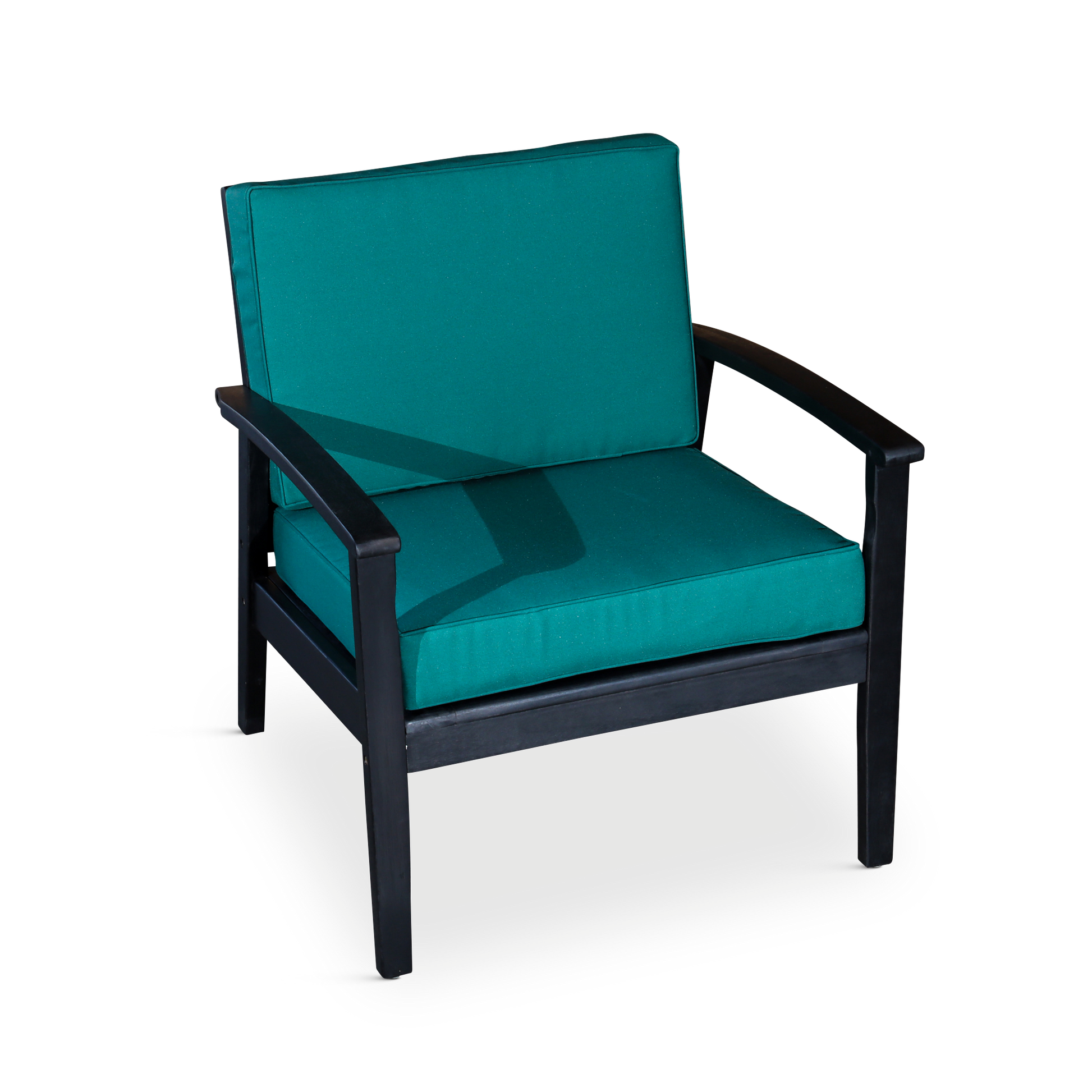 Deep Seat Eucalyptus Chair, Espresso Finish, Dark Green Cushions Espresso Eucalyptus