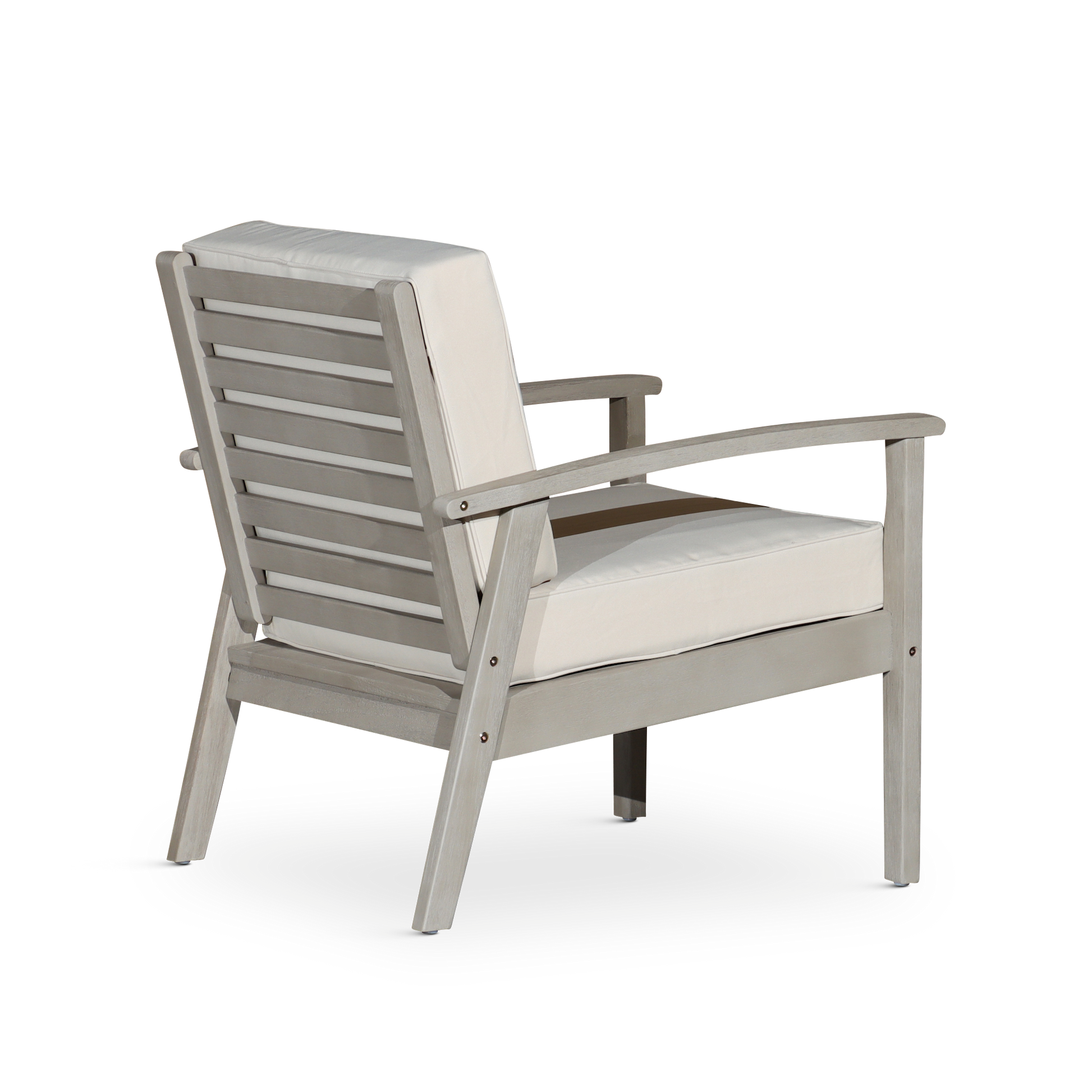 Deep Seat Eucalyptus Chair, Driftwood Gray Finish, Burdy Cushions Gray Eucalyptus