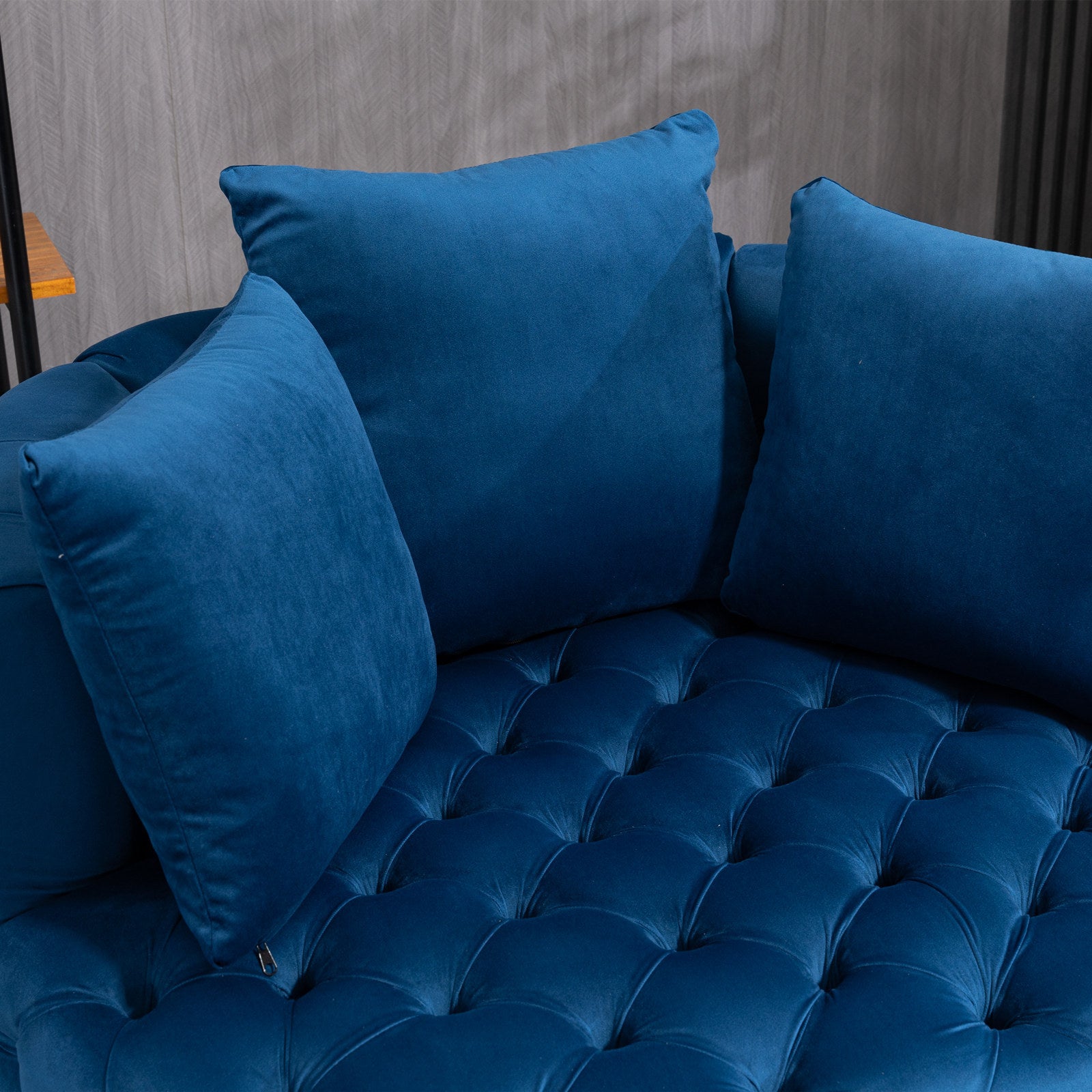 Accent Chair Classical Barrel Chair For Living Room Modern Leisure Sofa Chair Blue Blue Foam Velvet