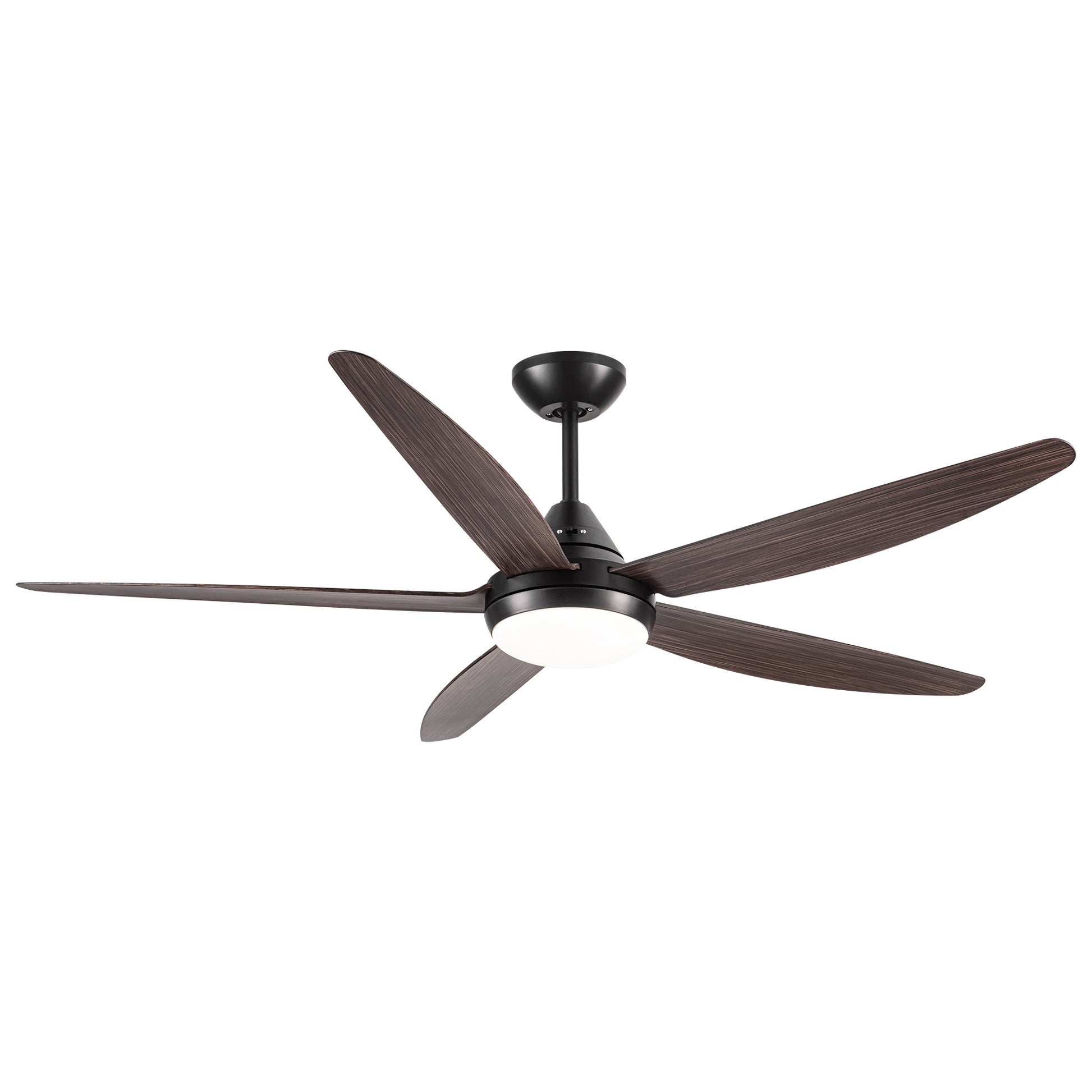 56 In Intergrated Led Ceiling Fan Lighting With Brown Wood Grain Abs Blade Black Brown Abs