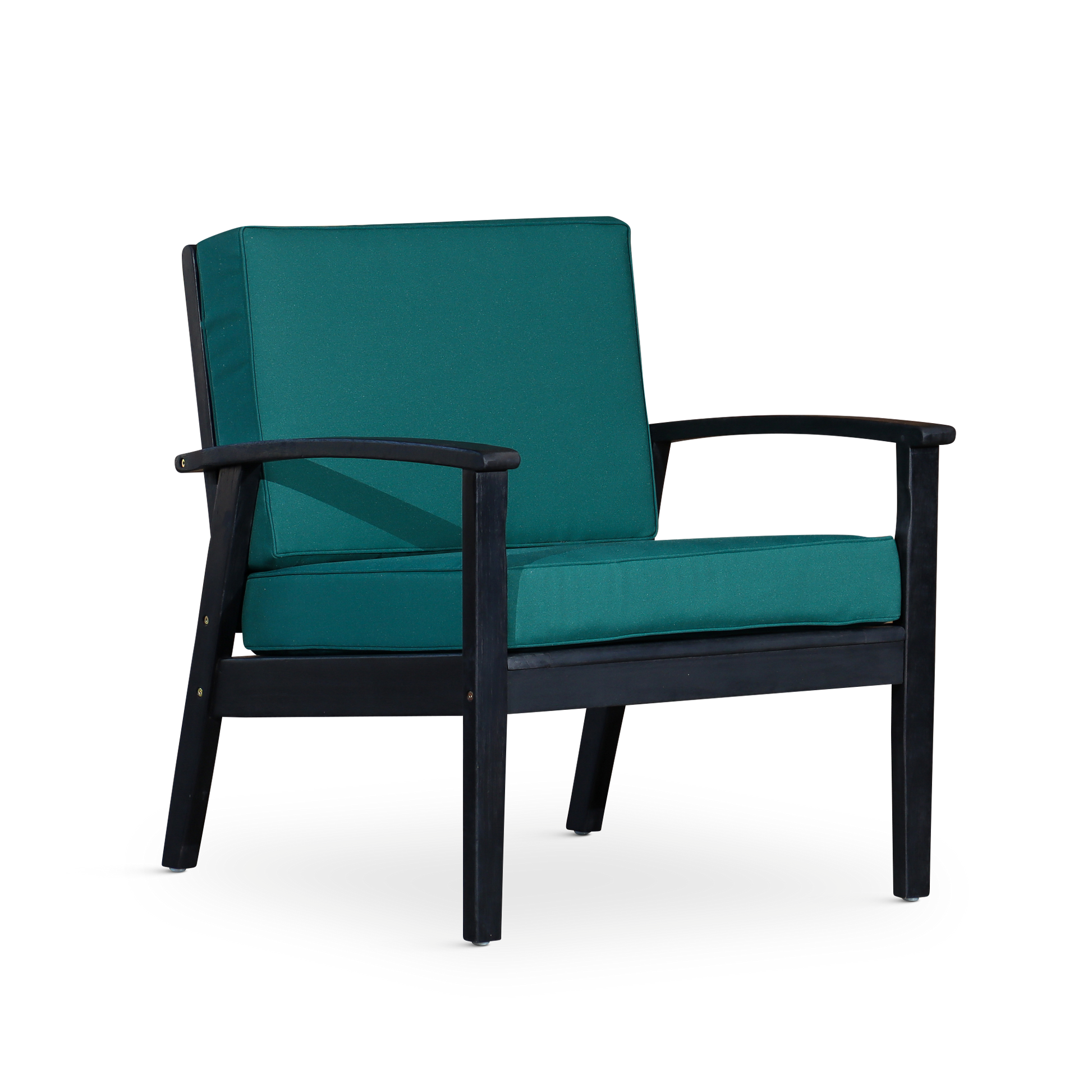 Deep Seat Eucalyptus Chair, Espresso Finish, Dark Green Cushions Espresso Eucalyptus