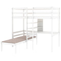 Convertible Loft Bed With L Shape Desk, Twin Bunk Bed With Shelves And Ladder, White Old Sku:Sm000209Aak 1 Twin White Pine