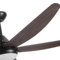 56 In Intergrated Led Ceiling Fan Lighting With Brown Wood Grain Abs Blade Black Brown Abs