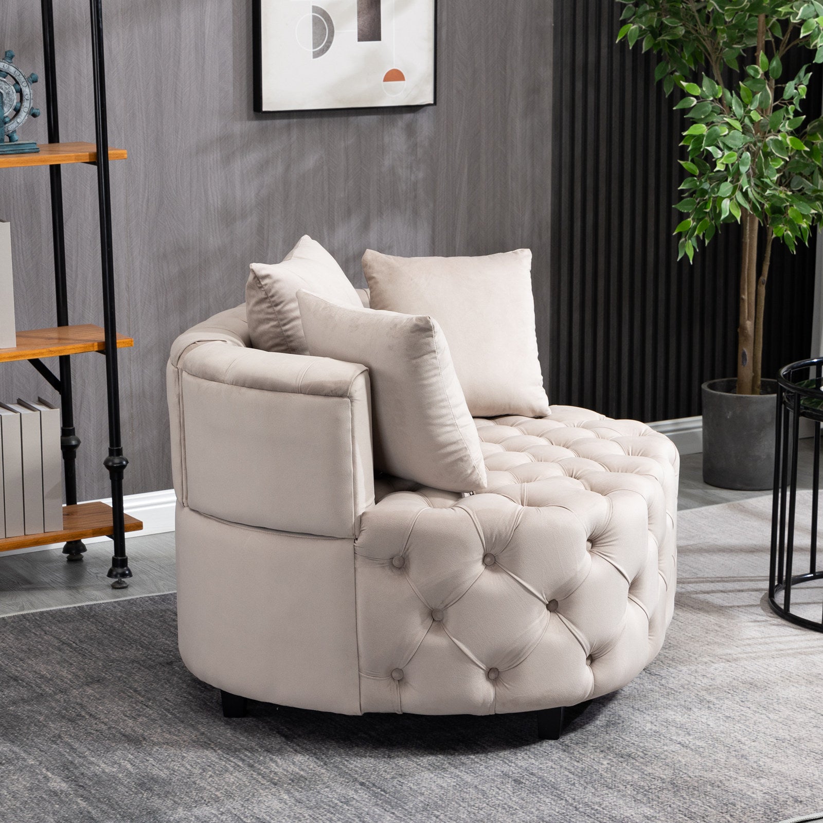 Accent Chair Classical Barrel Chair For Living Room Modern Leisure Sofa Chair Khaki Khaki Foam Velvet