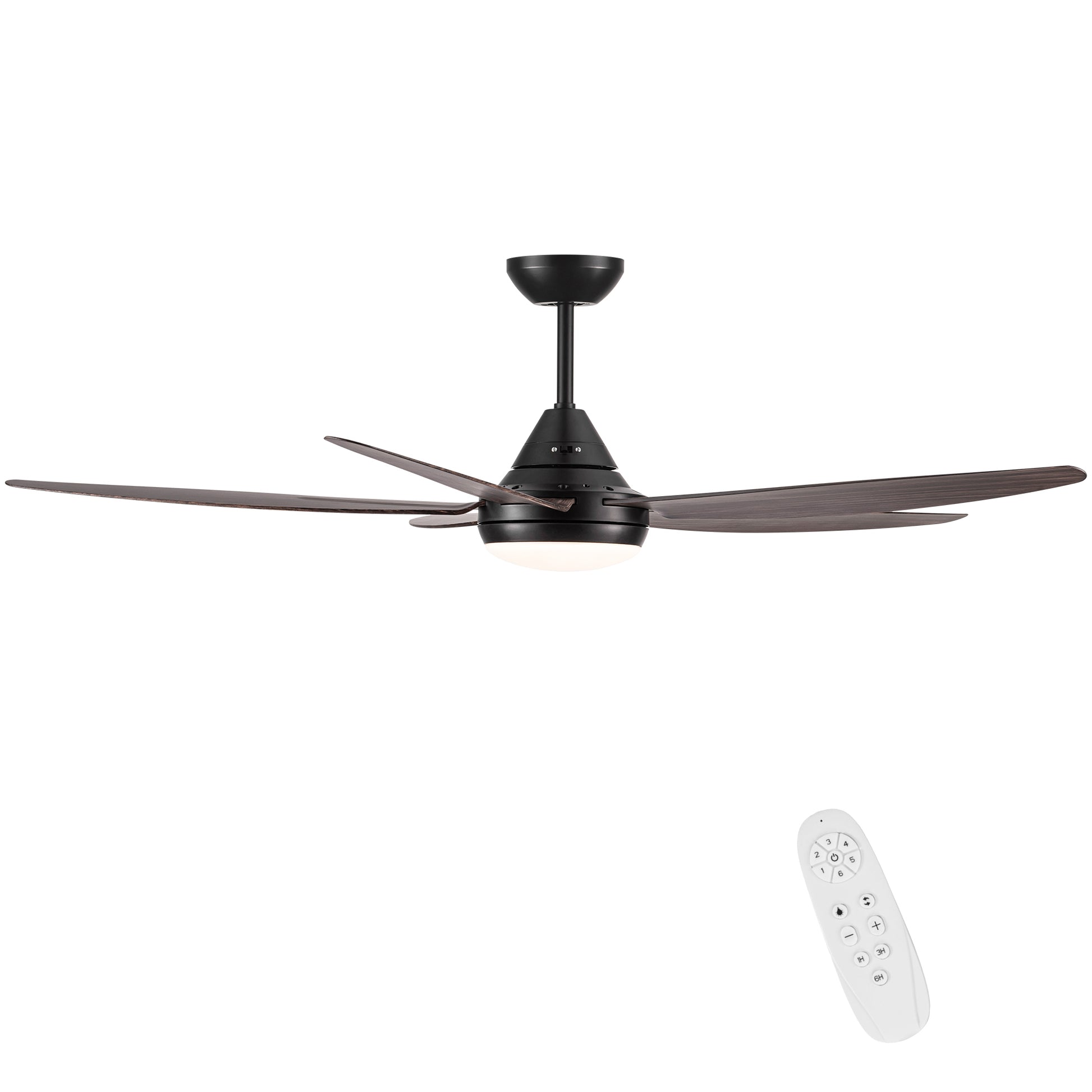 56 In Intergrated Led Ceiling Fan Lighting With Brown Wood Grain Abs Blade Black Brown Abs