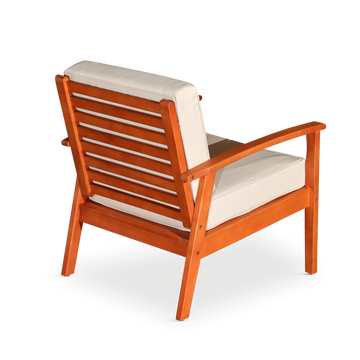 Deep Seat Eucalyptus Chair, Natural Oil Finish, Burdy Cushions Natural Eucalyptus