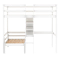 Convertible Loft Bed With L Shape Desk, Twin Bunk Bed With Shelves And Ladder, White Old Sku:Sm000209Aak 1 Twin White Pine