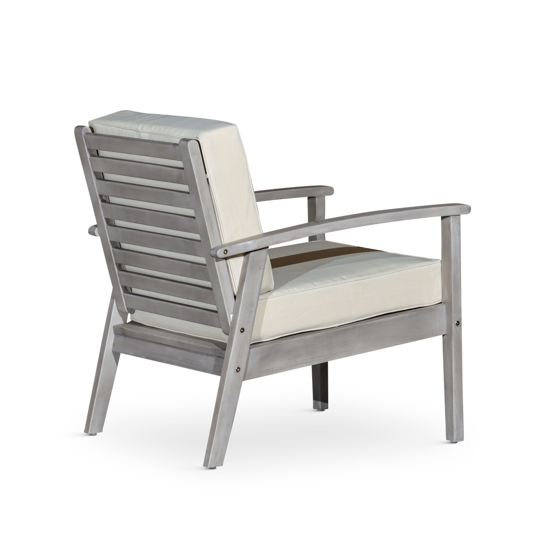 Deep Seat Eucalyptus Chair, Silver Gray Finish, Navy Cushions Silver Grey Eucalyptus