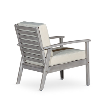 Deep Seat Eucalyptus Chair, Silver Gray Finish, Dark Green Cushions Silver Grey Eucalyptus