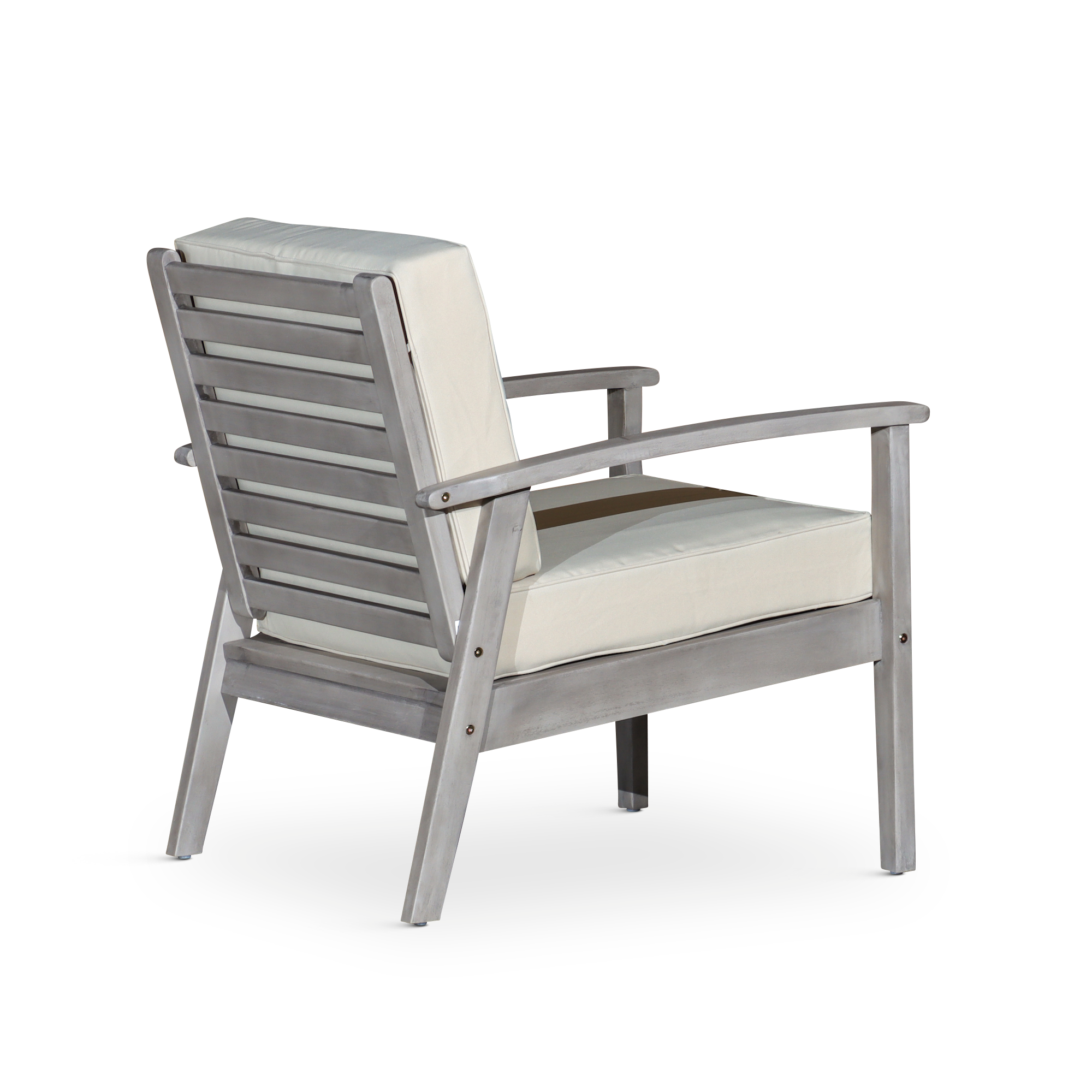 Deep Seat Eucalyptus Chair Silver Gray Finish, Burdy Cushion Silver Grey Eucalyptus