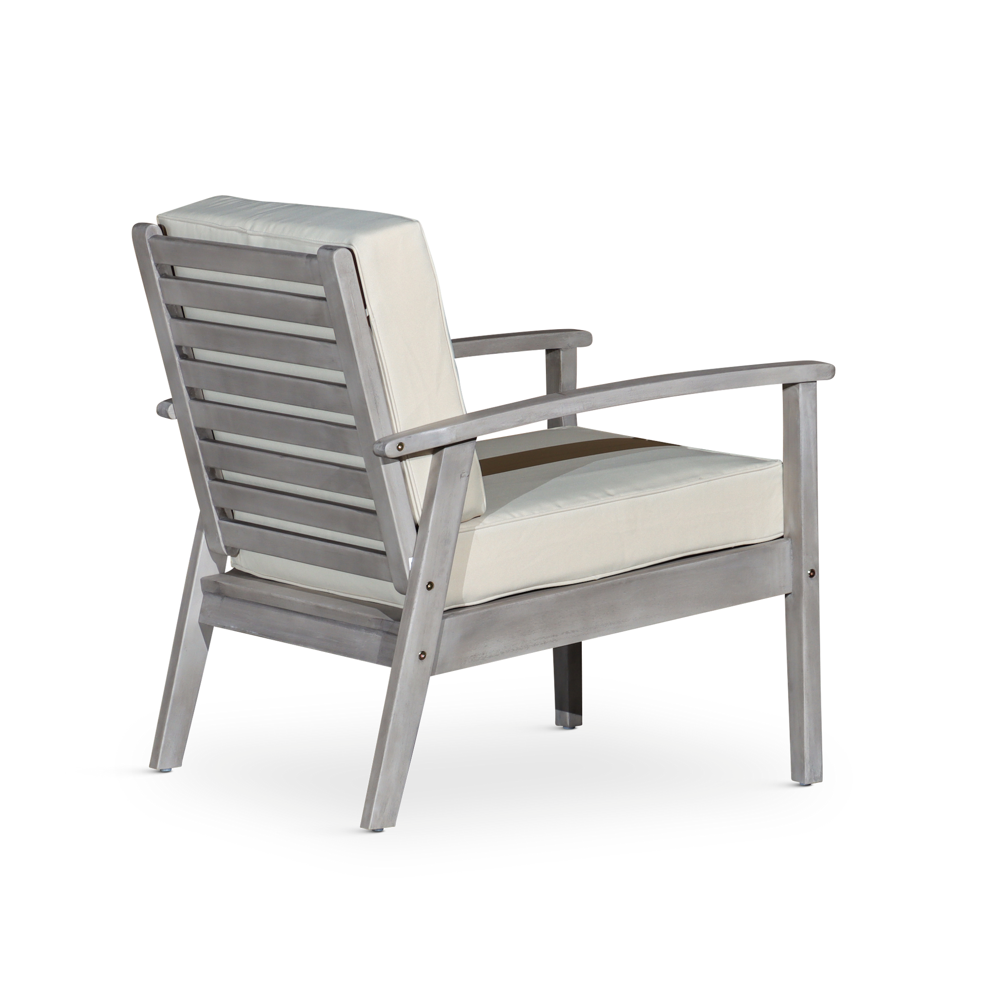 Deep Seat Eucalyptus Chair Silver Gray Finish, Burdy Cushion Silver Grey Eucalyptus