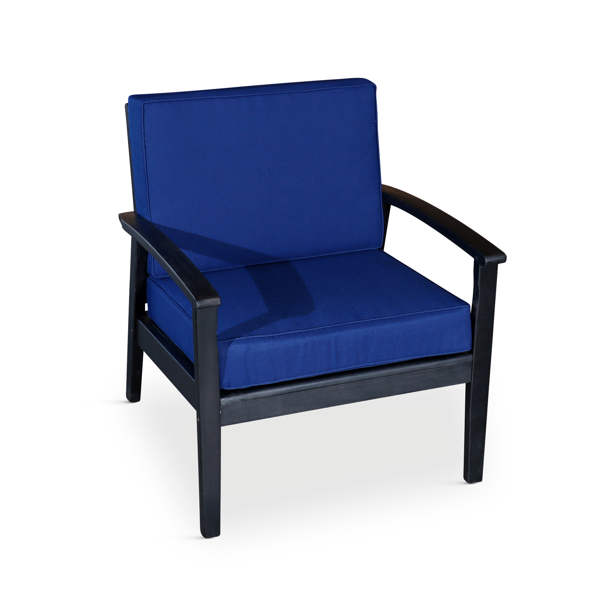 Deep Seat Eucalyptus Chair, Espresso Finish, Navy Cushions Espresso Eucalyptus