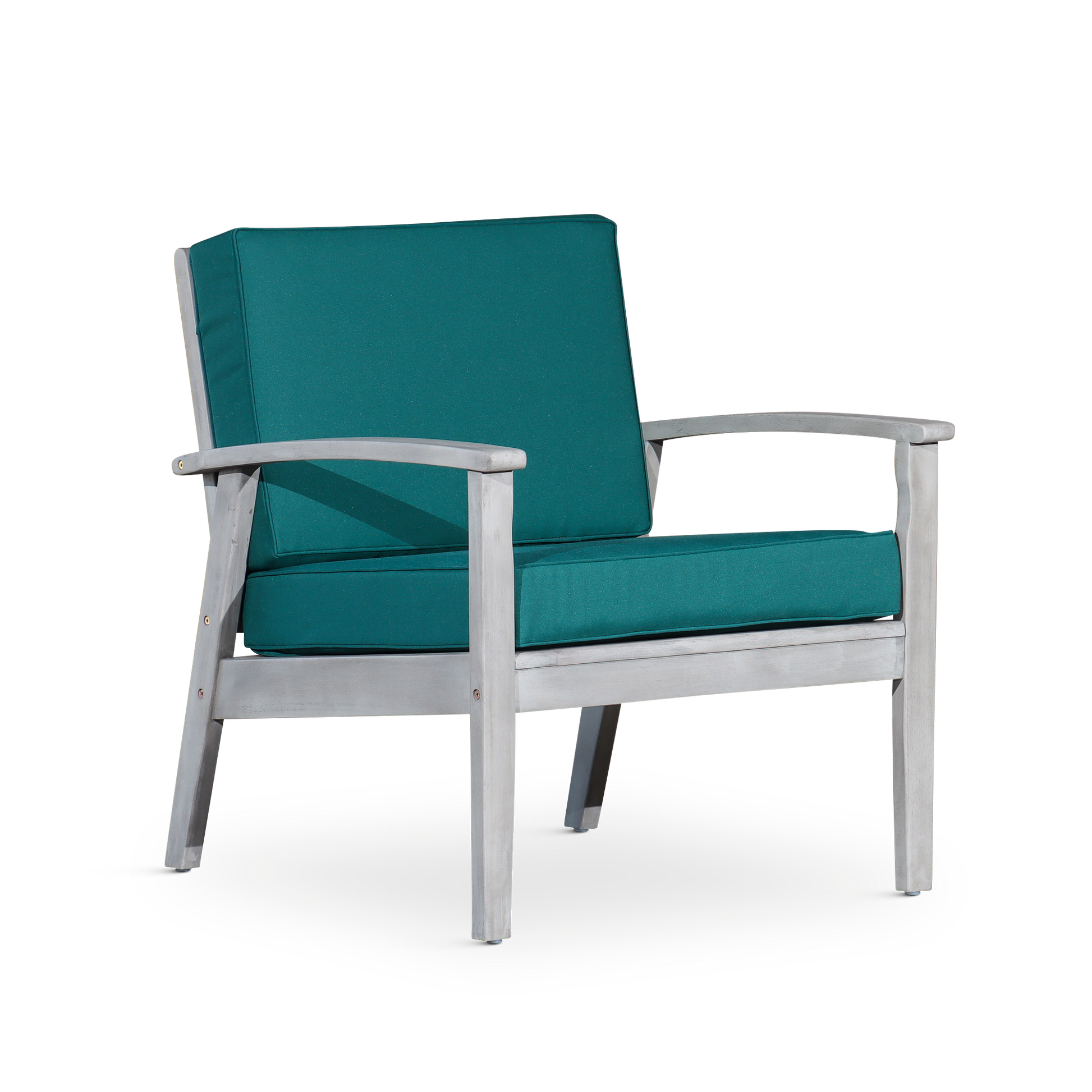 Deep Seat Eucalyptus Chair, Silver Gray Finish, Dark Green Cushions Silver Grey Eucalyptus