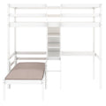 Convertible Loft Bed With L Shape Desk, Twin Bunk Bed With Shelves And Ladder, White Old Sku:Sm000209Aak 1 Twin White Pine