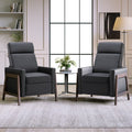 Set Of Two Wood Framed Pu Leather Recliner Chair Adjustable Home Theater Seating With Thick Seat Cushion And Backrest Modern Living Room Recliners, Black Black Pu Pu