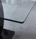 Contemporary Tempered Glass Top Double Pedestal Dining Table, Size 63