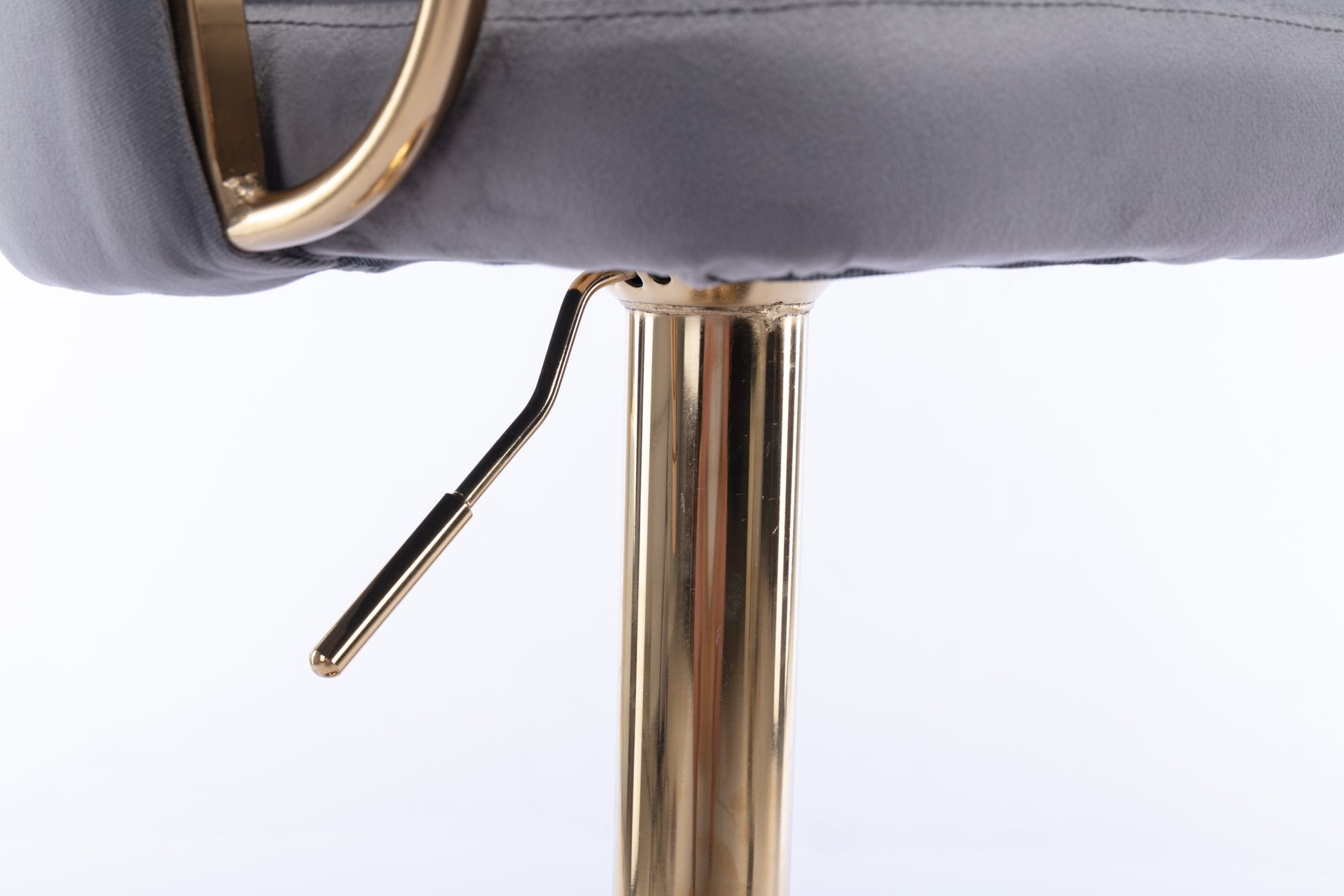Set Of 2 Bar Stools,With Chrome Footrest And Base Swivel Height Adjustable Mechanical Lifting Velvet Golden Leg Simple Bar Stool Grey Grey Foam Fabric