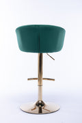 Set Of 2 Bar Stools,With Chrome Footrest And Base Swivel Height Adjustable Mechanical Lifting Velvet Golden Leg Simple Bar Stool Green Green Foam Fabric