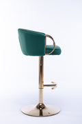 Set Of 2 Bar Stools,With Chrome Footrest And Base Swivel Height Adjustable Mechanical Lifting Velvet Golden Leg Simple Bar Stool Green Green Foam Fabric