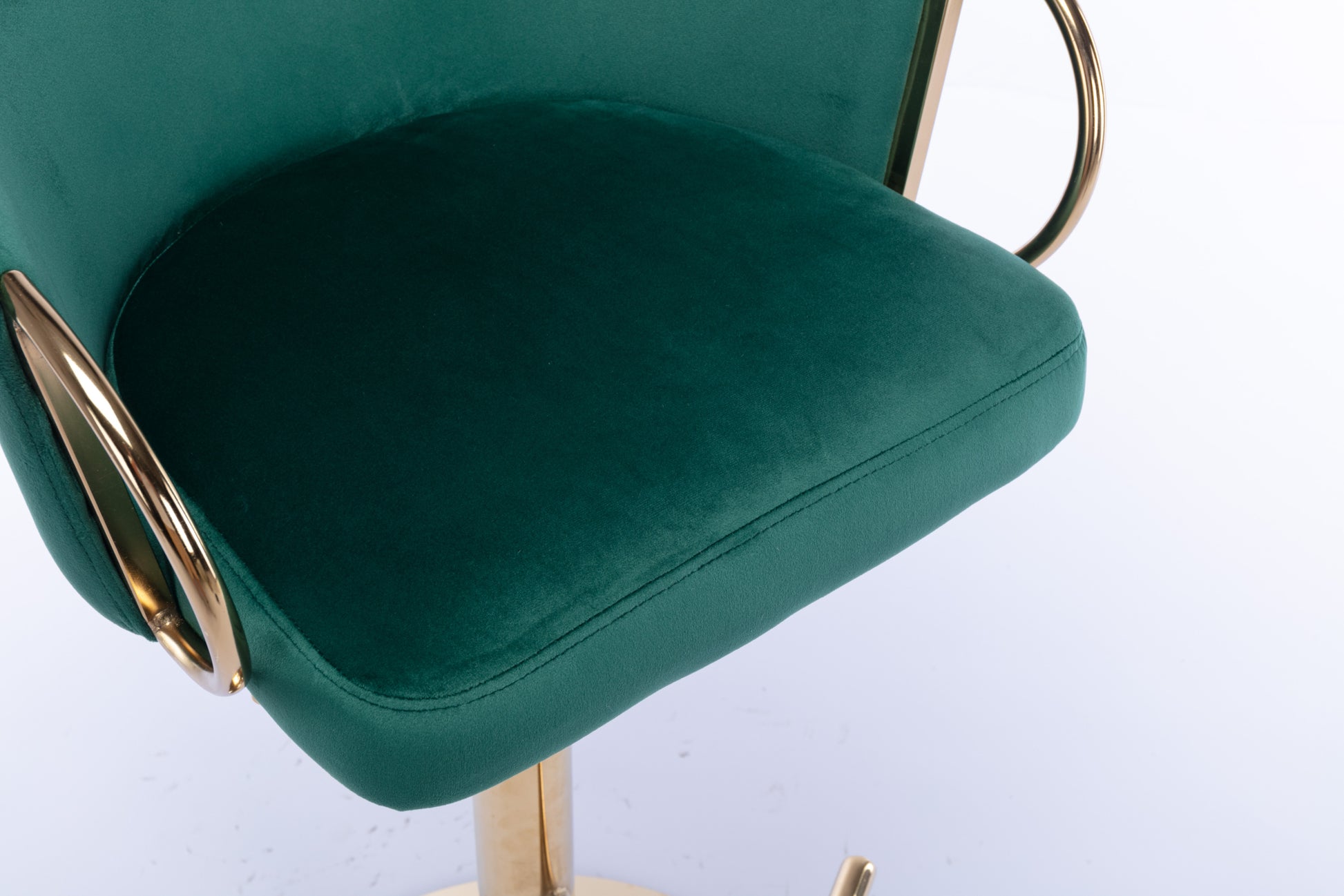 Set Of 2 Bar Stools,With Chrome Footrest And Base Swivel Height Adjustable Mechanical Lifting Velvet Golden Leg Simple Bar Stool Green Green Foam Fabric