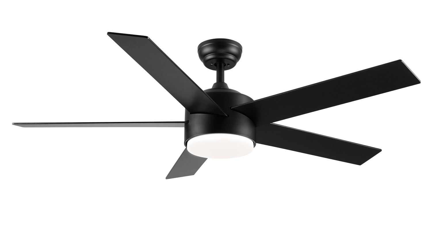 52" Integrated Led Light Matte Black Blade Ceiling Fan With Remote Control Matte Black Plywood