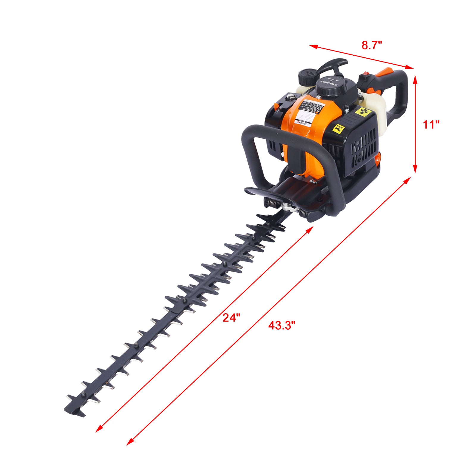 26Cc 2 Cycle Gas Powered Hedge Trimmerdouble Sided Blade 24",Recoil Gasoline Trim Blade Orange Plastic