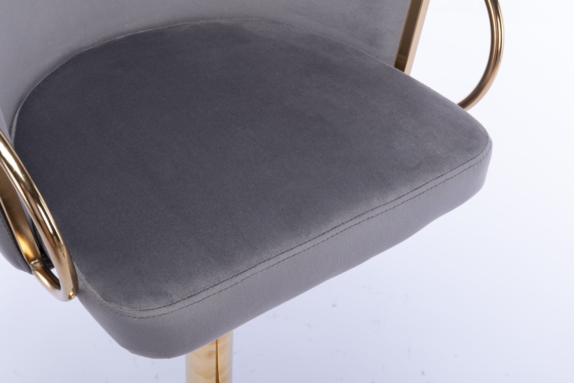 Set Of 2 Bar Stools,With Chrome Footrest And Base Swivel Height Adjustable Mechanical Lifting Velvet Golden Leg Simple Bar Stool Grey Grey Foam Fabric