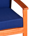 Eucalyptus Loveseat With Cushions, Natural Oil Finish, Navy Cushions Natural Eucalyptus