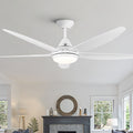 56 In Intergrated Led Ceiling Fan Lighting With White Abs Blade White Abs