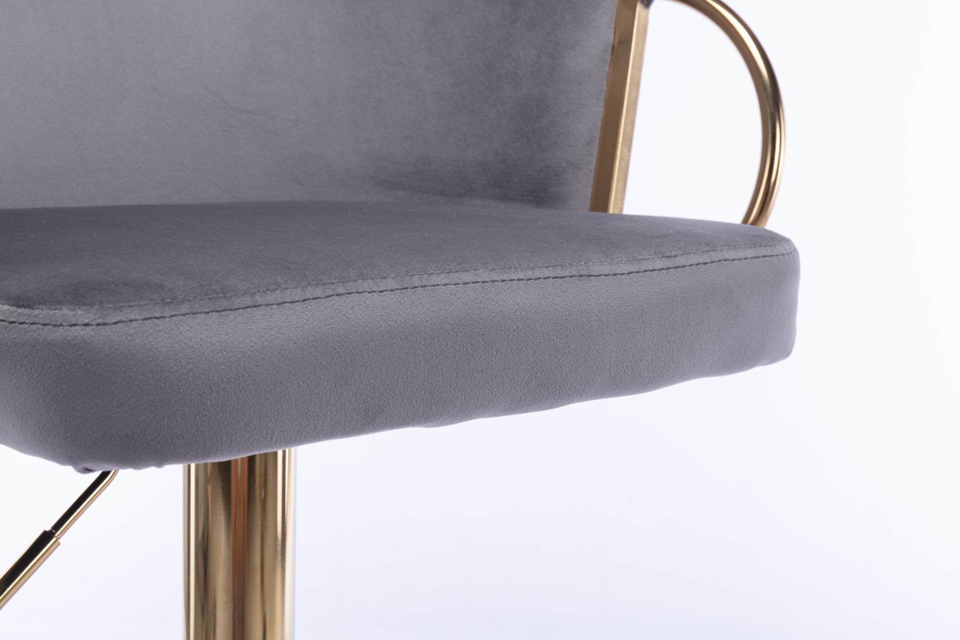 Set Of 2 Bar Stools,With Chrome Footrest And Base Swivel Height Adjustable Mechanical Lifting Velvet Golden Leg Simple Bar Stool Grey Grey Foam Fabric