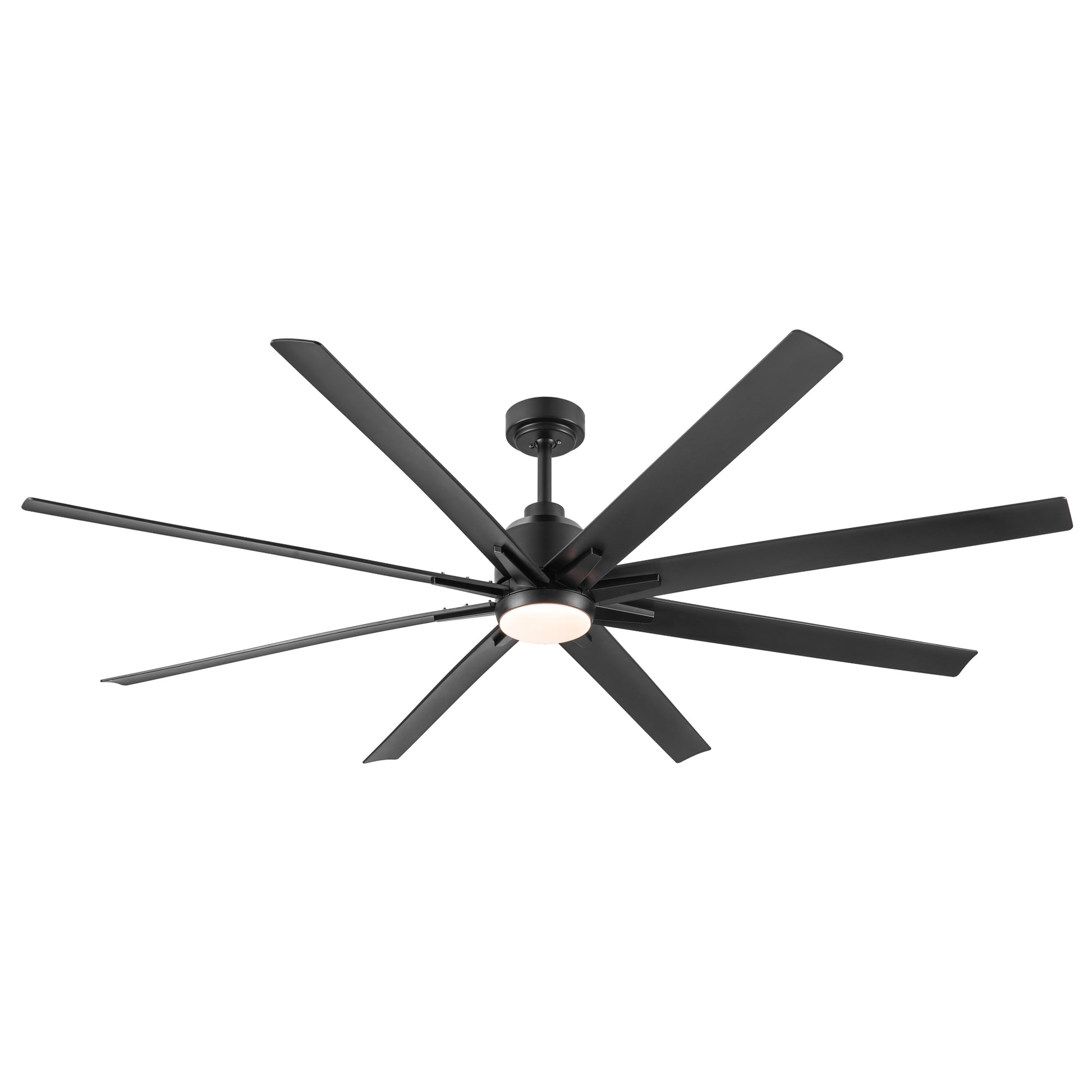 72" Supper Large Integrated Led Light Ceiling Fan With Black Abs Blade Matt Black Abs