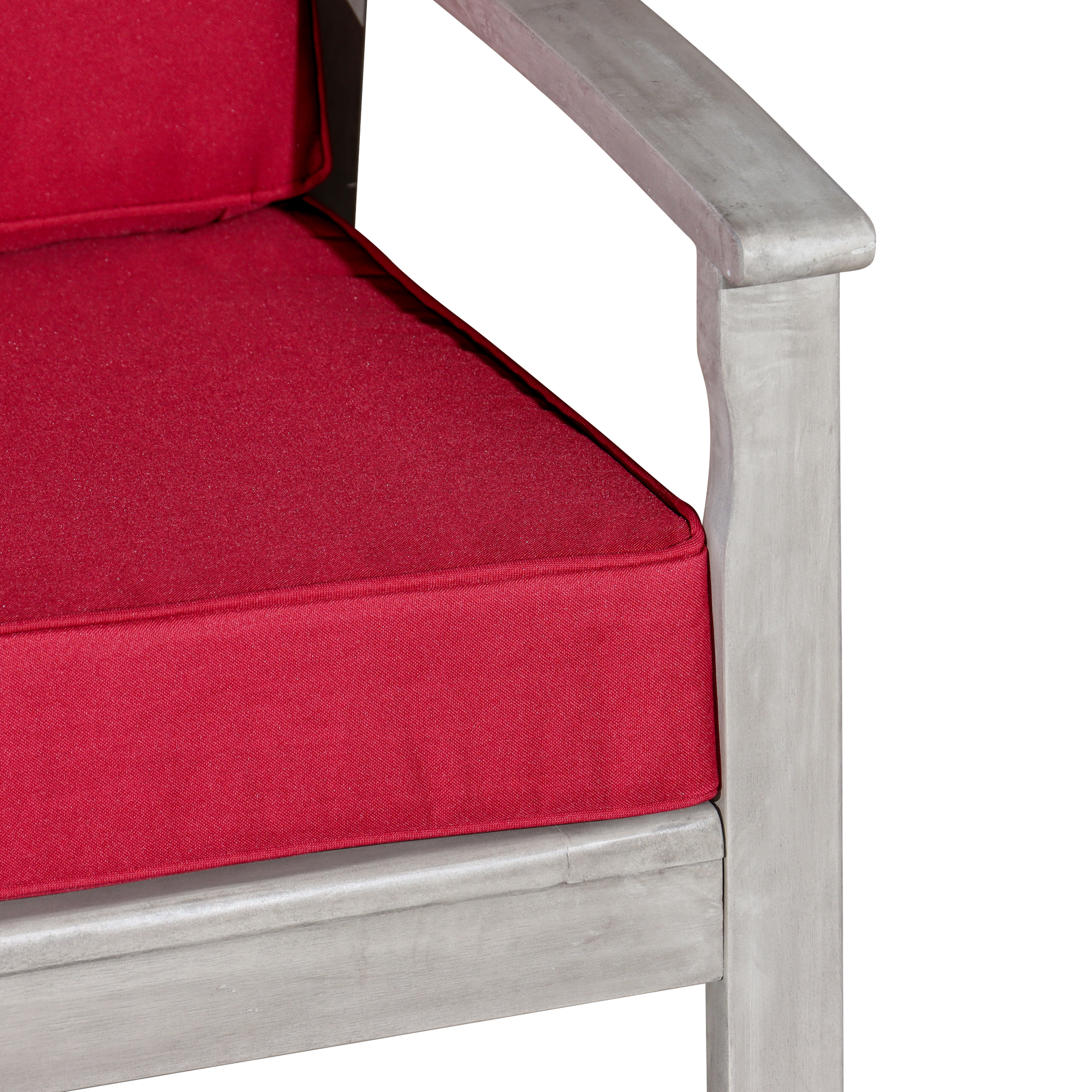 Eucalyptus Loveseat With Cushions, Silver Gray Finish, Burdy Cushions Silver Grey Eucalyptus