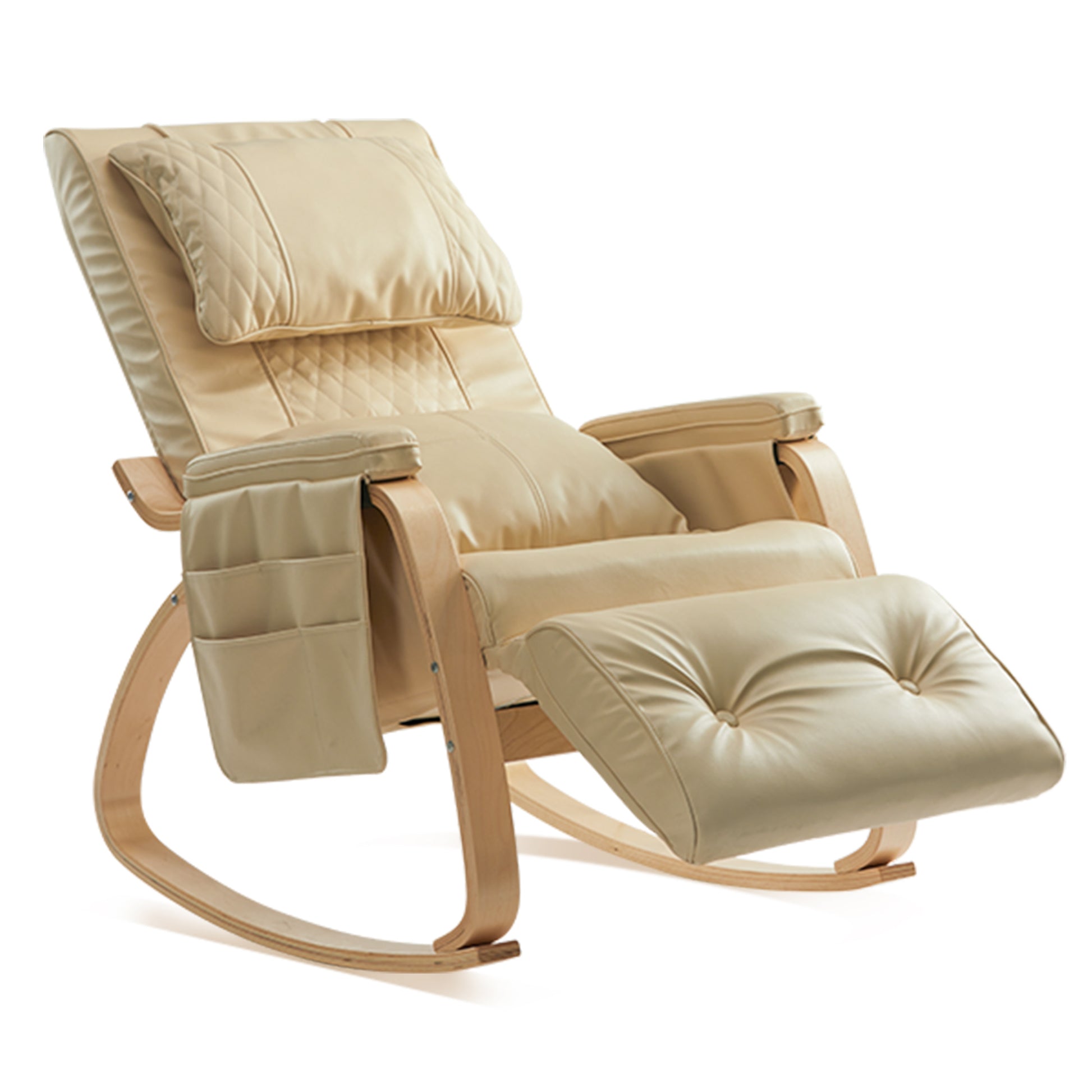 Massage Comfortable Relax Rocking Chair Cream White Cream White Pu