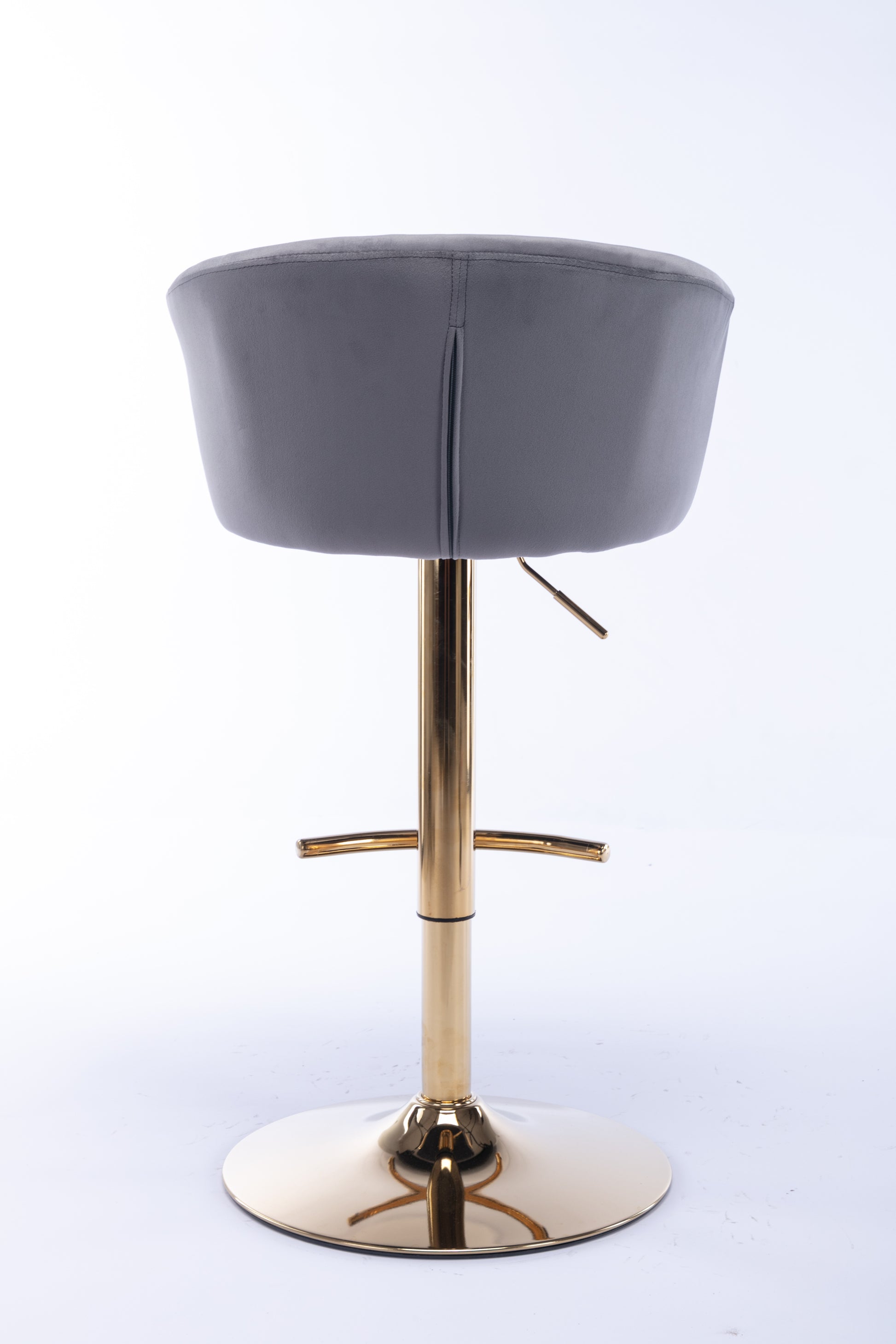 Set Of 2 Bar Stools,With Chrome Footrest And Base Swivel Height Adjustable Mechanical Lifting Velvet Golden Leg Simple Bar Stool Grey Grey Foam Fabric