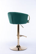 Set Of 2 Bar Stools,With Chrome Footrest And Base Swivel Height Adjustable Mechanical Lifting Velvet Golden Leg Simple Bar Stool Green Green Foam Fabric