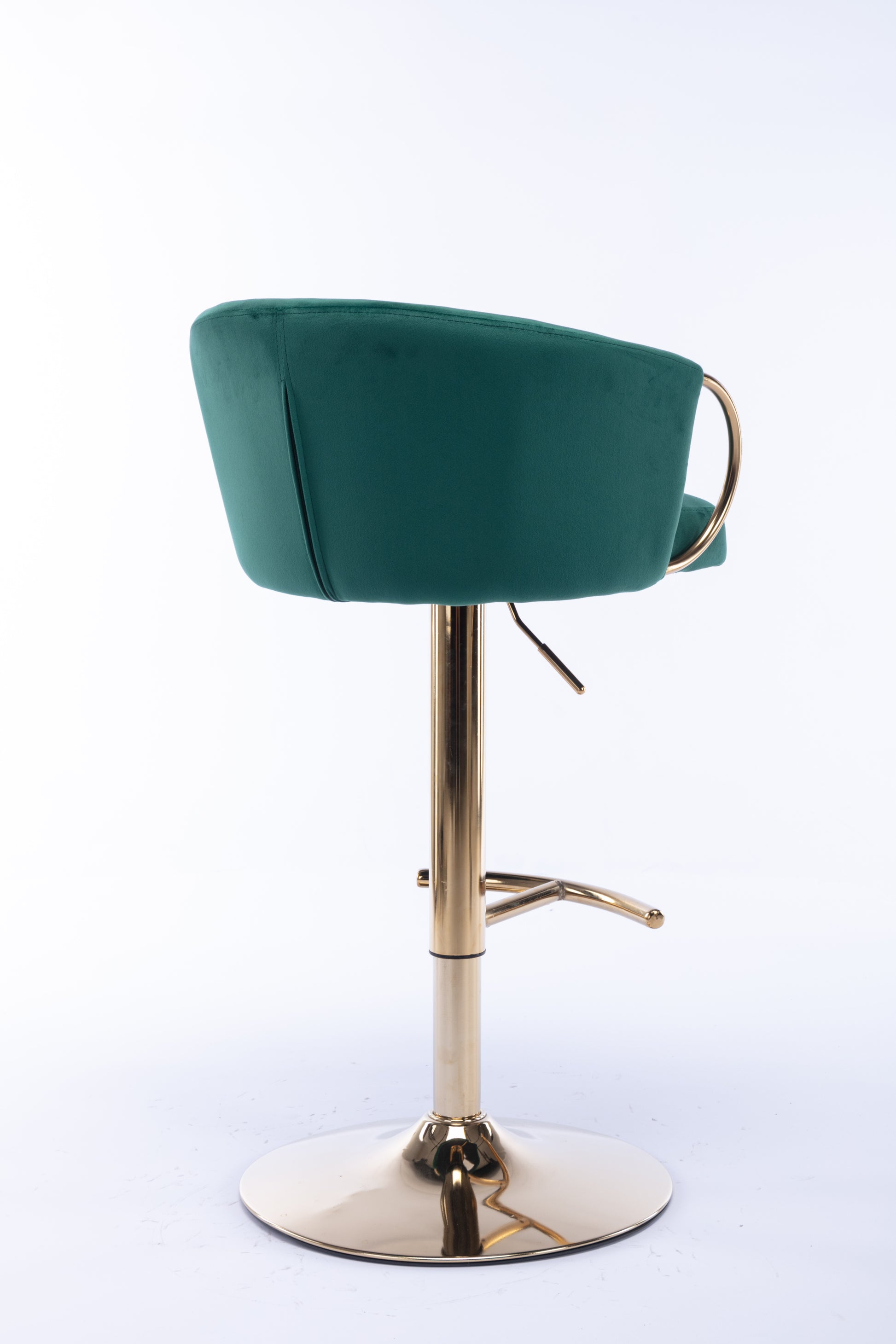Set Of 2 Bar Stools,With Chrome Footrest And Base Swivel Height Adjustable Mechanical Lifting Velvet Golden Leg Simple Bar Stool Green Green Foam Fabric