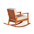 Eucalyptus Rocking Chair With Cushions, Natural Oil Finish, Dark Green Cushions Natural Eucalyptus