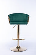 Set Of 2 Bar Stools,With Chrome Footrest And Base Swivel Height Adjustable Mechanical Lifting Velvet Golden Leg Simple Bar Stool Green Green Foam Fabric