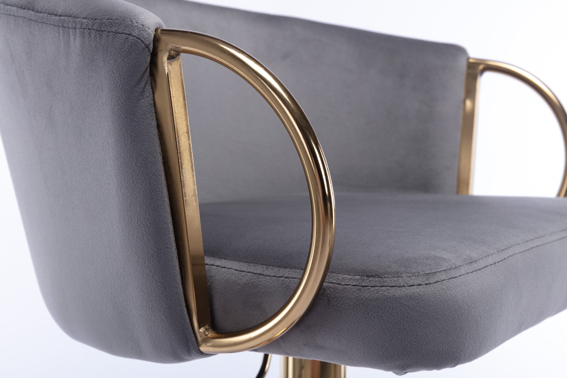 Set Of 2 Bar Stools,With Chrome Footrest And Base Swivel Height Adjustable Mechanical Lifting Velvet Golden Leg Simple Bar Stool Grey Grey Foam Fabric