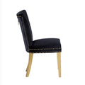 Eva 2 Piece Gold Legs Dining Chairs Finished With Velvet Fabric In Black Black Bedroom Contemporary,Modern Accent Chairs Acacia Solid Wood Mdf Stainless Steel