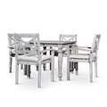 Square 5 Piece Dining Set Silver Grey Solid Wood