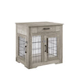 Furniture Style Dog Crate End Table With Drawer, Pet Kennels With Double Doors, Dog House Indoor Use, Grey, 29.9'' W X 24.8'' D X 30.71'' H. Gray Particle Board