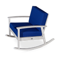 Eucalyptus Rocking Chair With Cushions, Silver Gray Finish, Navy Cushions Silver Grey Eucalyptus