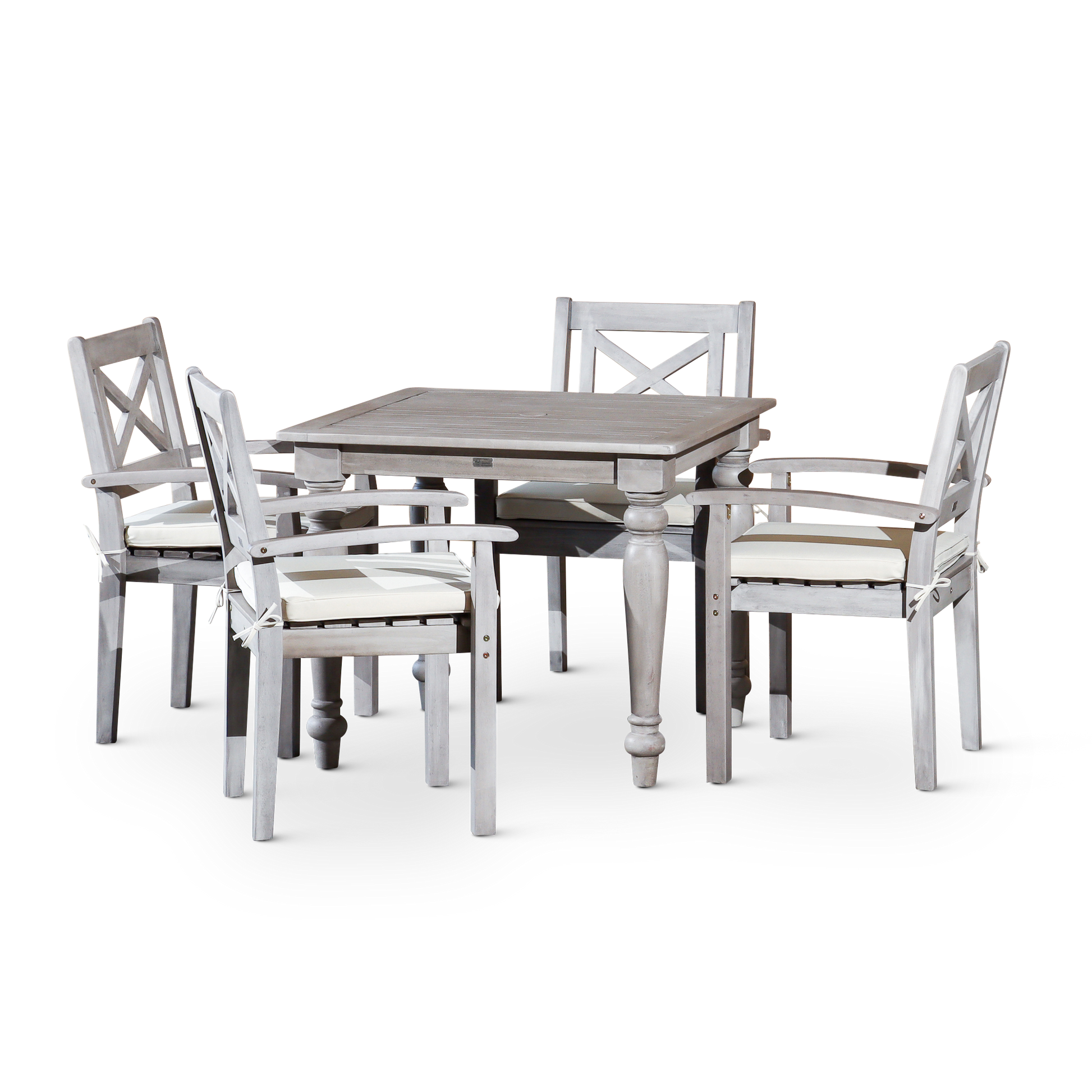 Square Dining Table Silver Grey Solid Wood