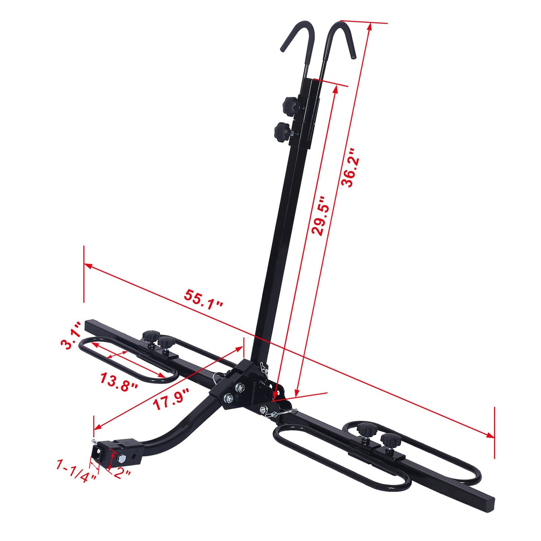 2 Bike Carrier Platform Hitch Rack Bicycle Rider Mount Fold Receiver 2" Black Metal