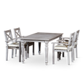 Rectangular 5 Piece Dining Set Silver Grey Solid Wood